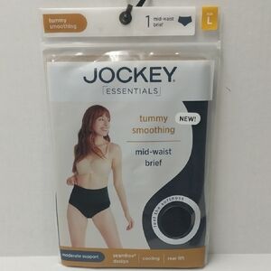 Jockey Essentials Black Mid-Waist Brief with Tummy Smoothing